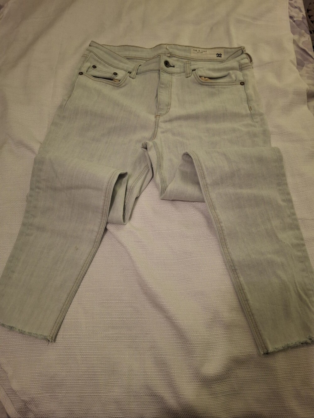 Rag N Bone Women's Light White Washed Crop Jeans